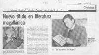 Nuevo título en literatura magallánica  [artículo].