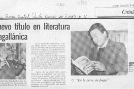 Nuevo título en literatura magallánica  [artículo].