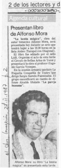 Presentan libro de Alfonso Mora  [artículo].