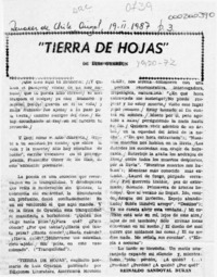 "Tierra de hojas"  [artículo] Reinaldo Sandoval Durán.
