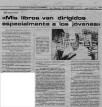 José Luis Rosasco, "Mis libros van dirigidos especialmente a los jóvenes"  [artículo].