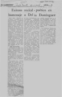 Exitoso recital-poético en homenaje a Delia Domínguez  [artículo].