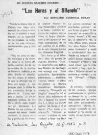 "Las horas y el silencio"  [artículo] Reinaldo Sandoval Durán.