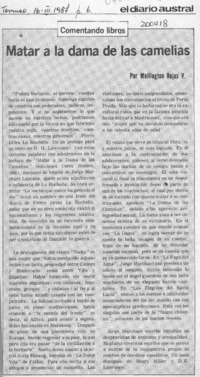 "Matar a la dama de las camelias"  [artículo] Wellington Rojas V.