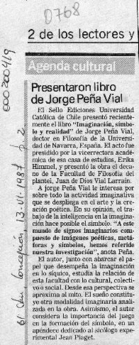 Presentaron libro de Jorge Peña Vial  [artículo].