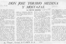 Don José Toribio Medina y Mostazal  [artículo] Héctor Miranda.