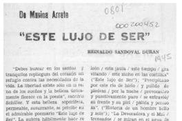 Este lujo de ser  [artículo] Reinaldo Sandoval Durán.