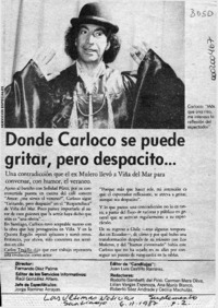 Donde Carloco se puede gritar, pero despacito --  [artículo].