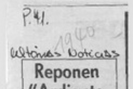 Reponen "Ardiente paciencia"  [artículo].