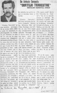 "Cortejo terrestre"  [artículo] Reinaldo Sandoval Durán.