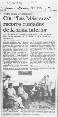 Cía. "Las máscaras" recorre ciudades de la zona interior  [artículo].