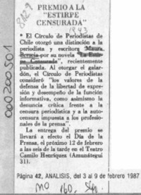 Premio a la "Estirpe censurada"  [artículo].