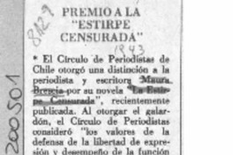 Premio a la "Estirpe censurada"  [artículo].