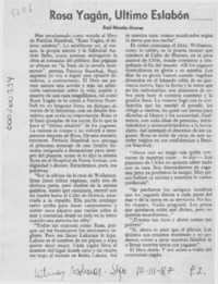 Rosa Yagán, último eslabón  [artículo] Raúl Morales Alvarez.