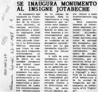 Se inaugura monumento al insigne Jotabeche  [artículo].