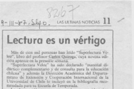 Lectura es un vértigo  [artículo].
