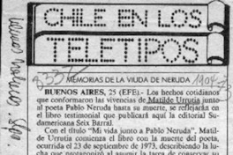 Memorias de la viuda de Neruda  [artículo].