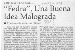 "Fedra", una buena idea malograda  [artículo] Eduardo Guerrero.