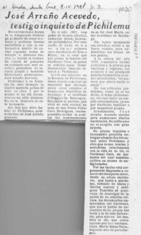 José Arraño Acevedo, testigo inquieto de Pichilemu  [artículo] Ana María Risco Neira.