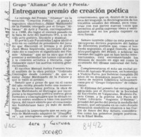 Entregaron premio de creación poética  [artículo].