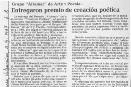 Entregaron premio de creación poética  [artículo].