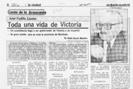 Aner Padilla Zapata, toda una vida de Victoria  [artículo] Antonio Quezada Monsalves.