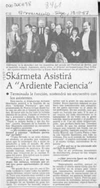 Skármeta asistirá a "Ardiente paciencia"  [artículo].