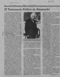 El testamento político de Alessandri  [artículo] Eduardo Boetsch G. H.