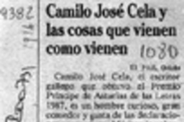 Camilo José Cela y las cosas que vienen como vienen  [artículo].
