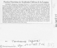 Poetisa osornina en Academia Chilena de la Lengua  [artículo] Eugenio Calcagno Freire.