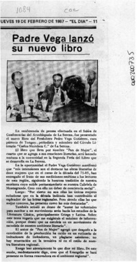 Padre Vega lanzó su nuevo libro  [artículo].