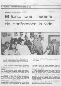 Eugenio García Díaz, el libro, una manera de confrontar la vida  [artículo].