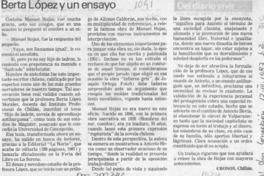 Berta López y un ensayo  [artículo] Cronos.