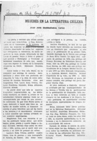 Mujeres en la literatura chilena  [artículo] Juan José Irarrázaval Yáñez.