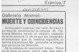 Gabriela Mistral, muerte y coincidencias  [artículo] P. L. C.