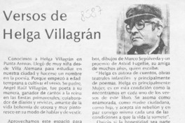 Versos de Helga Villagrán  [artículo] Marino Muñoz Lagos.