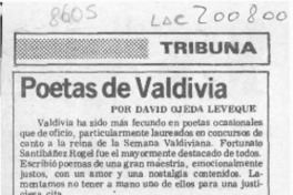 Poetas de Valdivia  [artículo] David Ojeda Leveque.