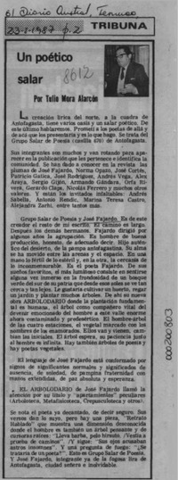 Un poético salar  [artículo] Tulio Mora Alarcón.