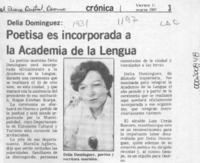 Poetisa es incorporada a la Academia de la Lengua  [artículo].