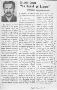 "La ciudad en llamas"  [artículo] Reinaldo Sandoval Durán.