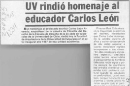 UV rindió homenaje al educador Carlos León  [artículo].