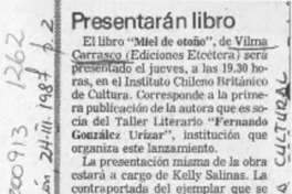 Presentarán libro  [artículo].