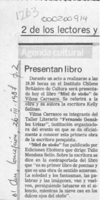 Presentan libro  [artículo].