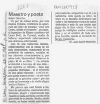 Maestro y poeta  [artículo] Juan Zuchel Matamala.
