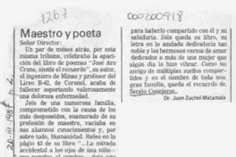 Maestro y poeta  [artículo] Juan Zuchel Matamala.