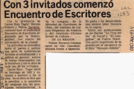 Con 3 invitados comenzó encuentro de escritores  [artículo].