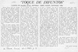"Toque de difuntos"  [artículo] Luis Agoni Molina.