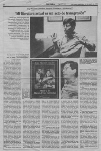 "Mi literatura actual es un acto de transgresión"  [artículo] Luisa Ulibarri.