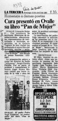 Cura presentó en Ovalle su libro "Pan de Mujer"  [artículo] Lincoyán Rojas P.