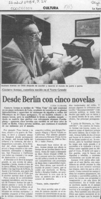 Desde Berlín con cinco novelas  [artículo] Luisa Ulibarri.